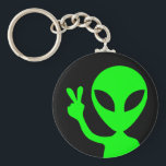 Peaceful Alien Keychain<br><div class="desc">This little alien comes to visit in peace.</div>