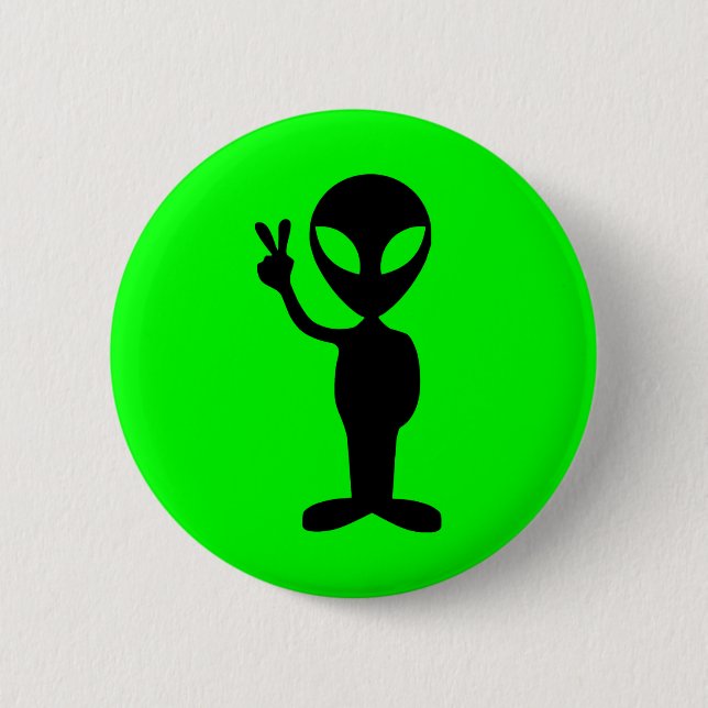 Peaceful Alien Pinback Button (Front)