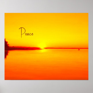 Peaceful Amber Sunset over Water Poster