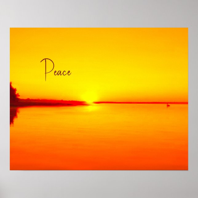 Peaceful Amber Sunset over Water Poster (Front)