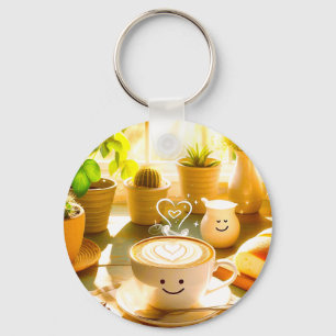 Peaceful and Heartwarming Cappuccino Morning Keychain
