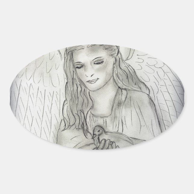 Peaceful Angel Oval Sticker (Front)