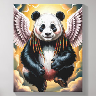 Peaceful Angel Panda on the sky on a Canvas Photo Tile