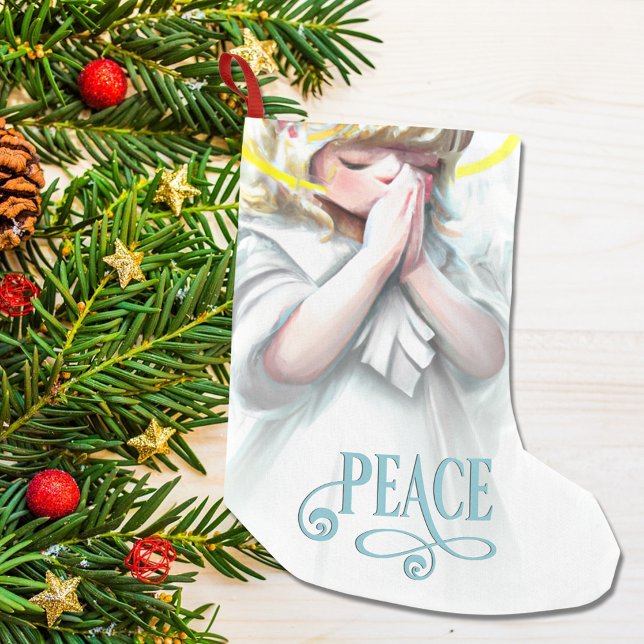Peaceful Angel with Halo Holiday Small Christmas Stocking (Creator Uploaded)