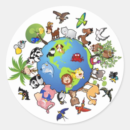 Peaceful Animal Kingdom _ Animals Around the World Classic Round Sticker