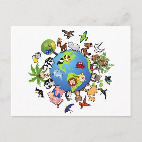 Peaceful Animal Kingdom _ Animals Around the World Postcard