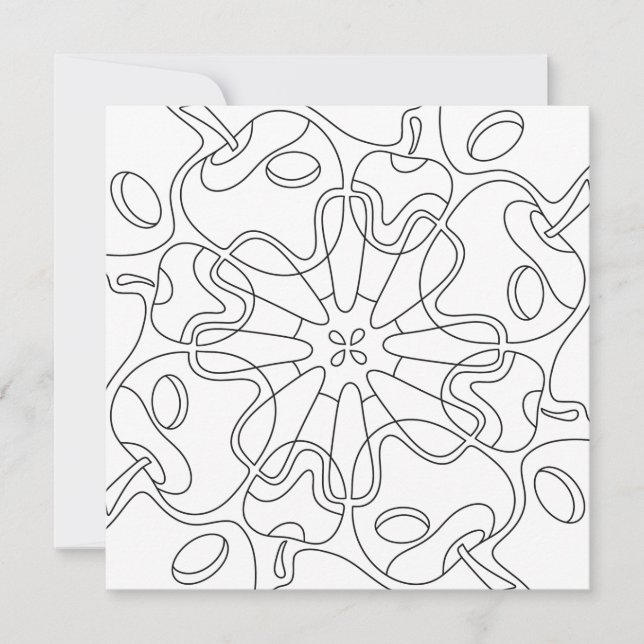 Peaceful Autumn: Abstract Apples Coloring Card (Front)
