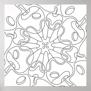 Peaceful Autumn: Abstract Apples Coloring Poster
