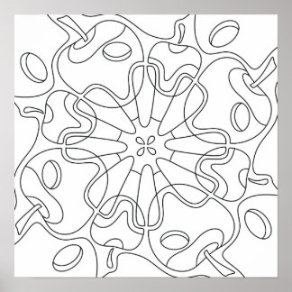 Peaceful Autumn: Abstract Apples Coloring Poster