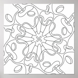 Peaceful Autumn: Abstract Apples Coloring Poster