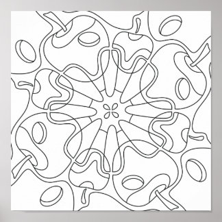 Peaceful Autumn: Abstract Apples Coloring Poster