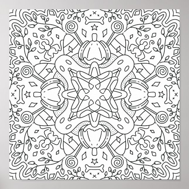 Peaceful Autumn: Halloween Magic Coloring Poster (Front)
