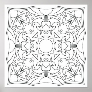 Peaceful Autumn: Halloween Spooky Night Coloring Poster