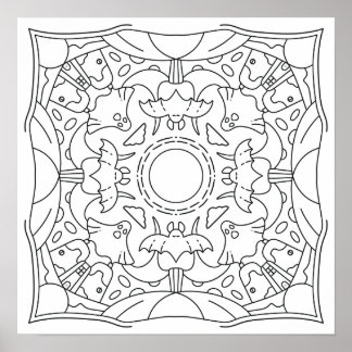 Peaceful Autumn: Halloween Spooky Night Coloring Poster
