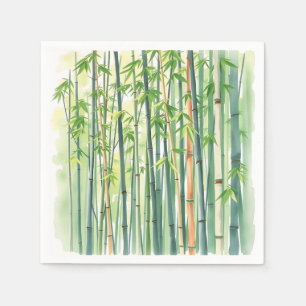 Peaceful Bamboo Forest in Watercolor Napkins