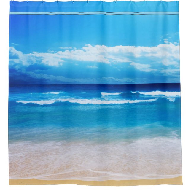 Peaceful Beach and Ocean Scenery Shower Curtain (Front)