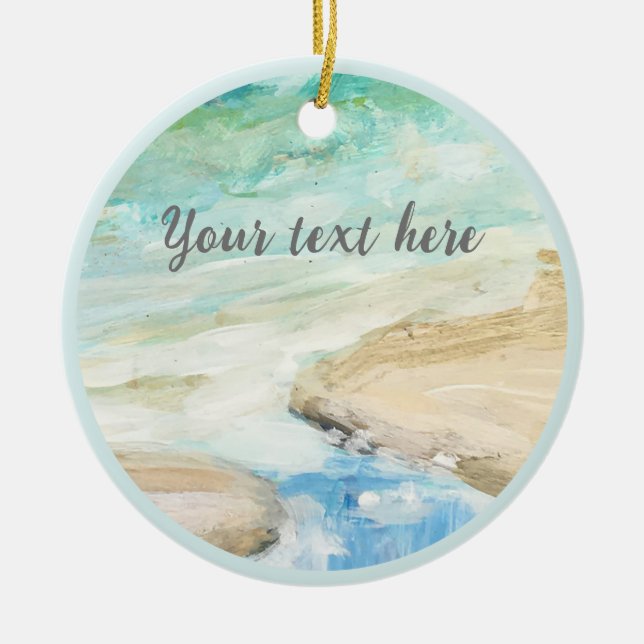 Peaceful Beach Coastal Ornament (Front)