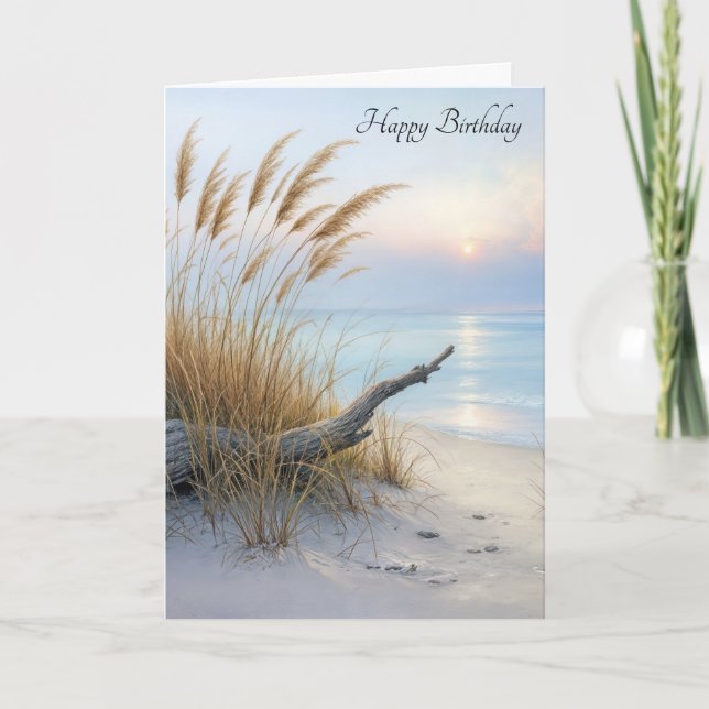Peaceful Beach Morning Birthday Card (Front)