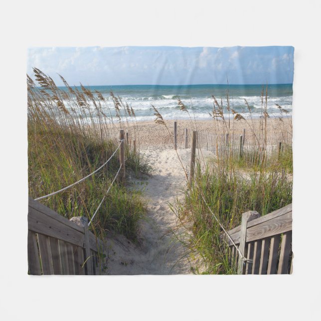 Peaceful Beach Scene Fleece Blanket (Front (Horizontal))