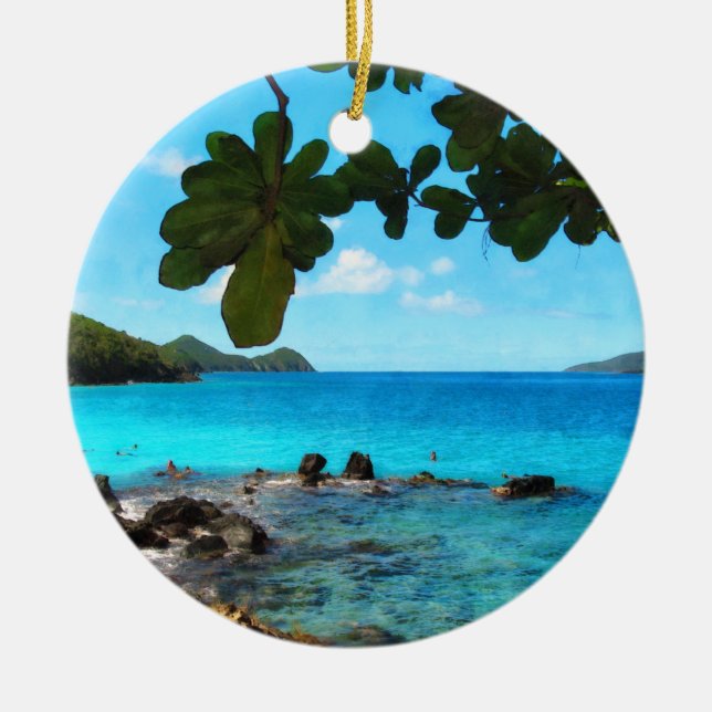Peaceful Beach St Thomas Ceramic Ornament (Front)