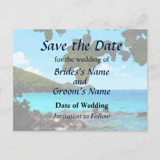 Peaceful Beach St. Thomas II Save the Date Announcement Postcard