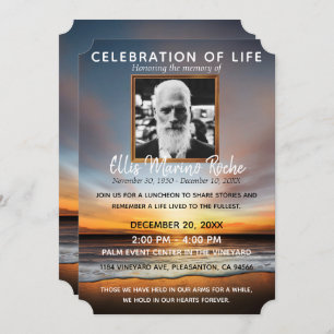 Peaceful Beach Sunset Celebration of Life Photo Invitation
