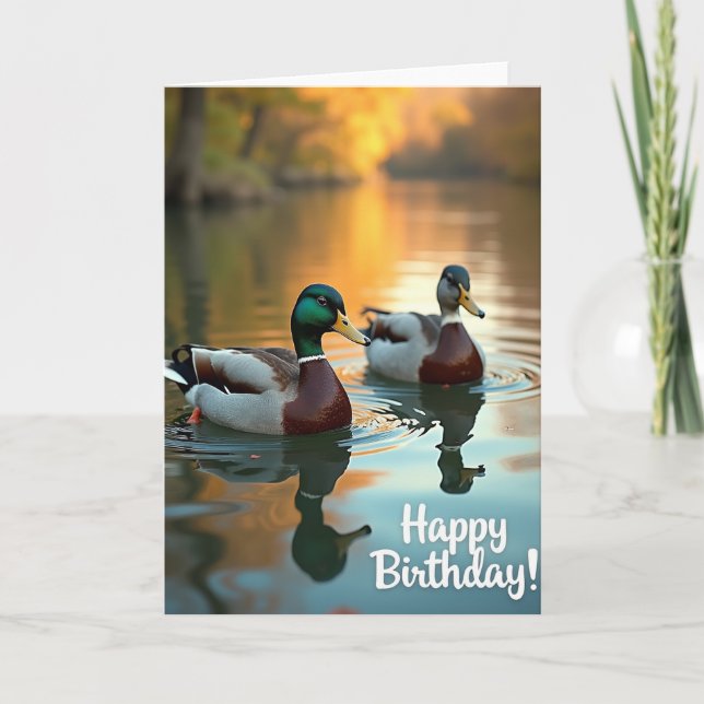 Peaceful Birthday Bird Pair Card (Front)