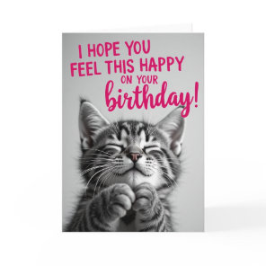 Peaceful Birthday Grey Cat Card
