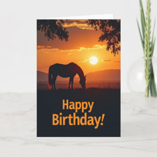 Peaceful Birthday Horse Sunset Card