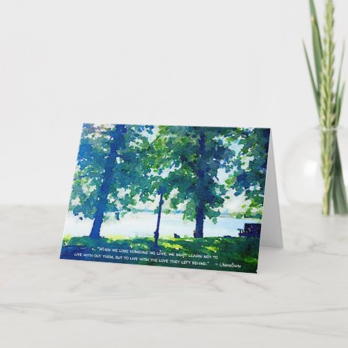Peaceful Blue  Green Tulaby Lakeside Sympathy Card