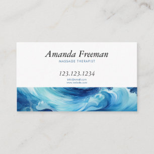 Peaceful Blue Ocean Wave Massage Therapist Business Card