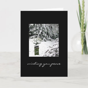 peaceful bonsai in snow holiday card