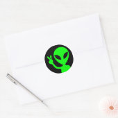 Peaceful Bright Green Alien Black Classic Round Sticker (Envelope)