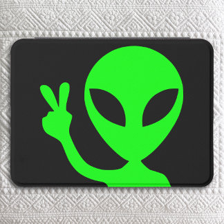 Peaceful Bright Green Alien Black Kindle Cover