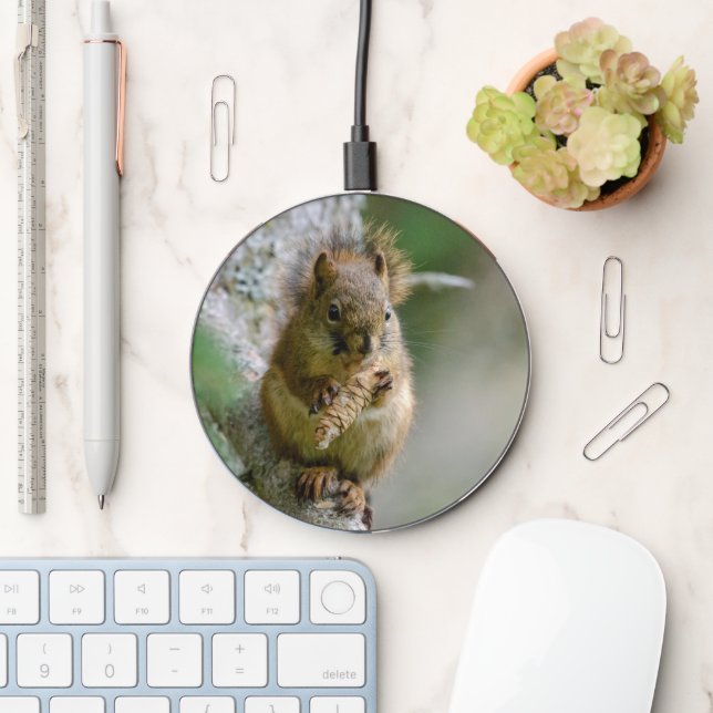 Peaceful Brown Squirrel in the Wild Wireless Charger (Desk)