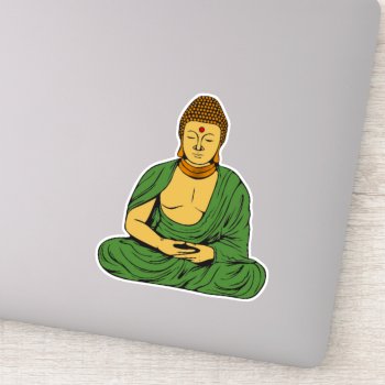 Peaceful Buddha  Buddhist Monk In Green Robes Sticker by Stickies at Zazzle