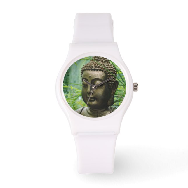 Peaceful Buddha Statue in a Leafy Green Forest Watch (Front)