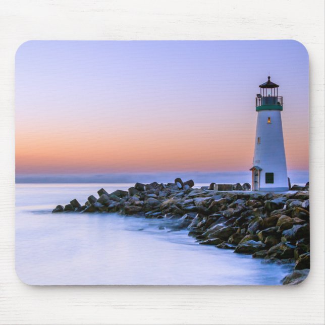 Peaceful Calm Coastal Simplistic Lighthouse Art Mouse Pad (Front)