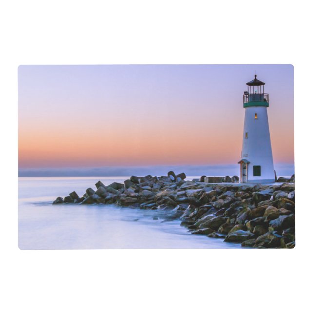 Peaceful Calm Coastal Simplistic Lighthouse Art Placemat (Front)