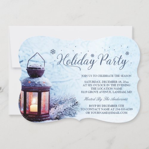 Peaceful Christmas Lantern Winter Holiday Party Card