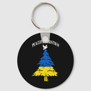 Peaceful Christmas Tree Peace Ukraine Keychain