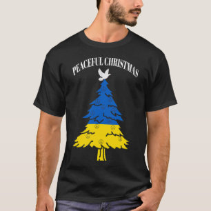 Peaceful Christmas Tree Peace Ukraine T-Shirt