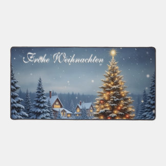 Peaceful Christmas Village with Lights Desk Mat
