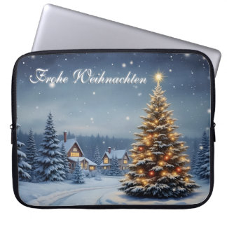 Peaceful Christmas Village with Lights Laptop Sleeve