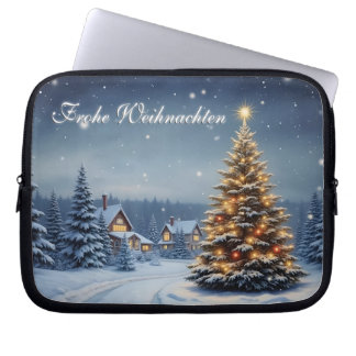 Peaceful Christmas Village with Lights Laptop Sleeve