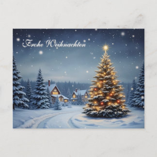 Peaceful Christmas Village with Lights Postcard