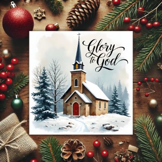 Peaceful Church Scene Religious Christmas