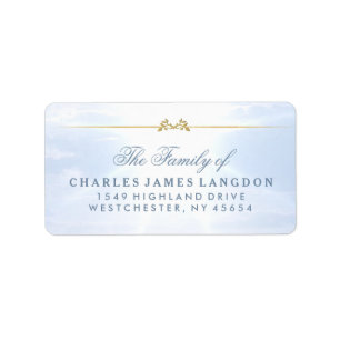 Peaceful Clouds Blue Gold Sympathy Address Labels