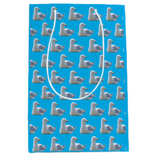 Peaceful Coast Seagull Resting Beach Wildlife Art Medium Gift Bag