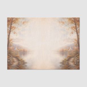 Peaceful Country Fall Scene Autumn Trees Church Tissue Paper